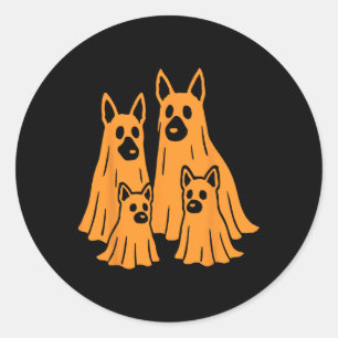 German Shepherd Halloween Ghost Family Funny Dog L Classic Round Sticker