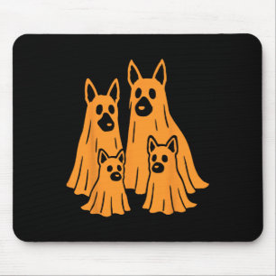 German Shepherd Halloween Ghost Family Funny Dog L Mouse Mat