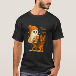 German Shepherd Halloween Ghost Walking German She T-Shirt