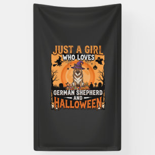 German Shepherd Halloween Girl Witch Dog Design Banner