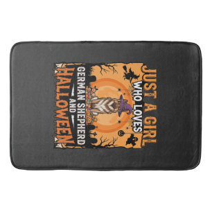 German Shepherd Halloween Girl Witch Dog Design Bath Mat