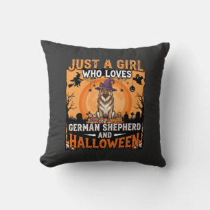 German Shepherd Halloween Girl Witch Dog Design Cushion