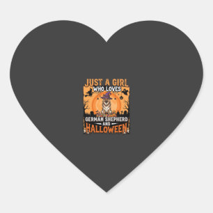 German Shepherd Halloween Girl Witch Dog Design Heart Sticker