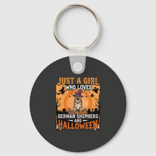 German Shepherd Halloween Girl Witch Dog Design Key Ring