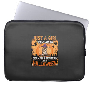 German Shepherd Halloween Girl Witch Dog Design Laptop Sleeve