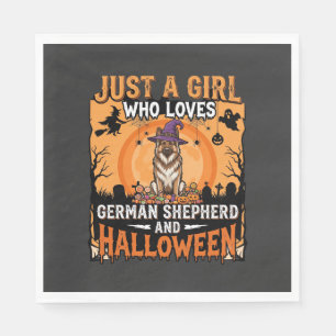 German Shepherd Halloween Girl Witch Dog Design Napkin