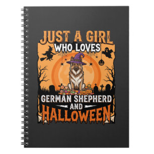 German Shepherd Halloween Girl Witch Dog Design Notebook