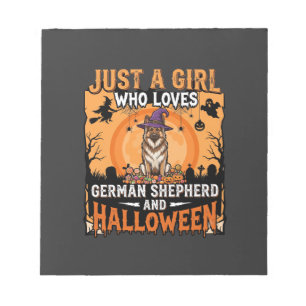 German Shepherd Halloween Girl Witch Dog Design Notepad