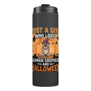 German Shepherd Halloween Girl Witch Dog Design Thermal Tumbler
