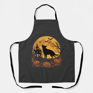 German Shepherd Halloween Moon Pumpkin Design_1 Apron