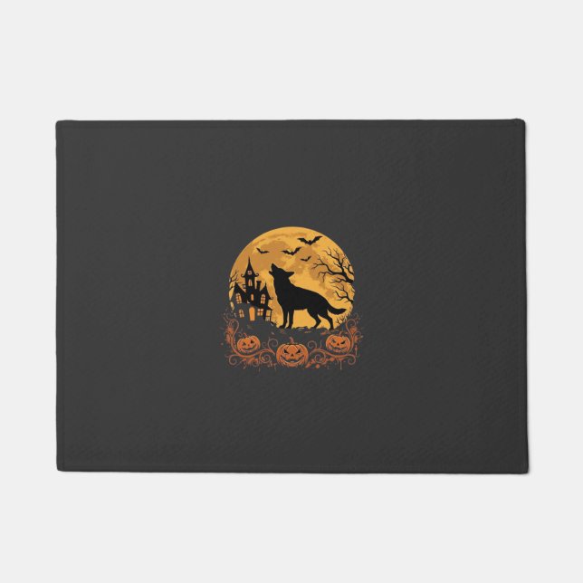 German Shepherd Halloween Moon Pumpkin Design_1 Doormat (Front)