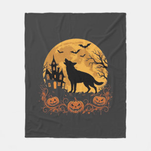 German Shepherd Halloween Moon Pumpkin Design_1 Fleece Blanket