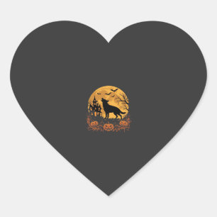 German Shepherd Halloween Moon Pumpkin Design_1 Heart Sticker