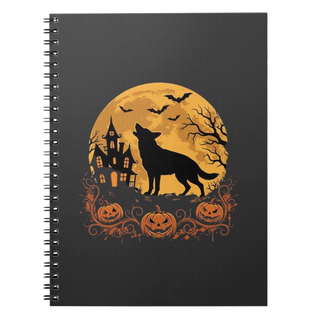 German Shepherd Halloween Moon Pumpkin Design_1 Notebook (Front)