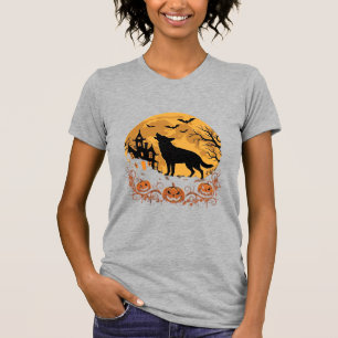 German Shepherd Halloween Moon Pumpkin Design_1 T-Shirt