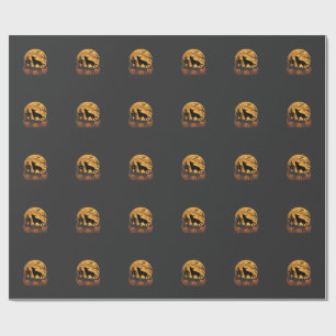 German Shepherd Halloween Moon Pumpkin Design_1 Wrapping Paper
