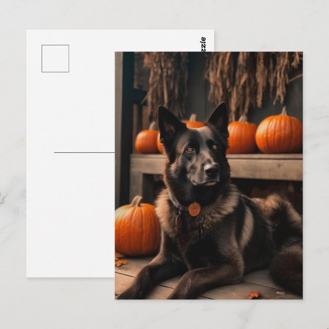 German Shepherd Halloween Postcard (Front/Back)