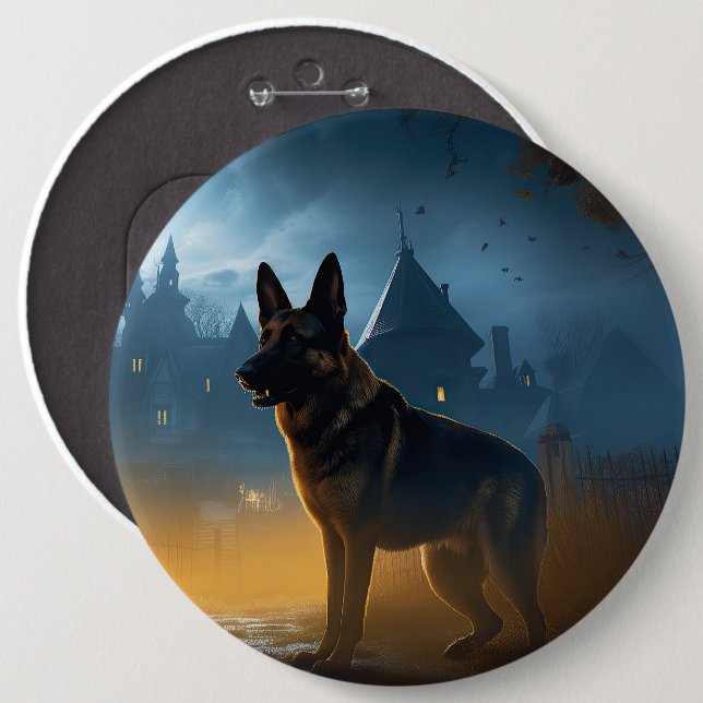 German Shepherd Halloween Scary 6 Cm Round Badge (Front & Back)