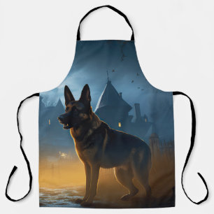 German Shepherd Halloween Scary Apron