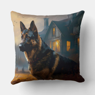 German Shepherd Halloween Scary Cushion