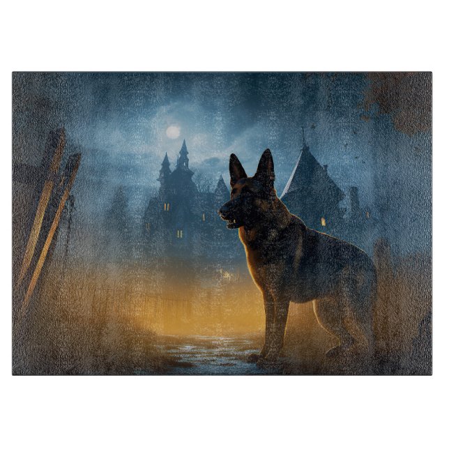German Shepherd Halloween Scary Cutting Board (Front)