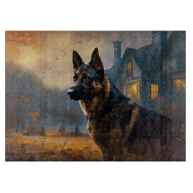 German Shepherd Halloween Scary Cutting Board (Front)