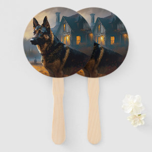 German Shepherd Halloween Scary Hand Fan