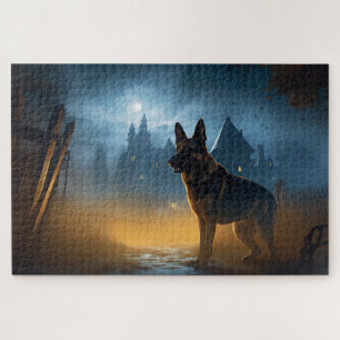 German Shepherd Halloween Scary Jigsaw Puzzle