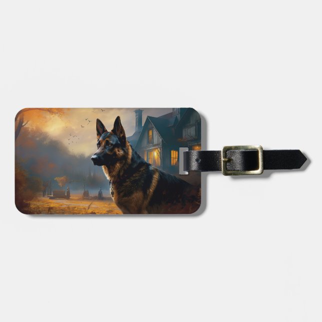 German Shepherd Halloween Scary Luggage Tag (Front Horizontal)