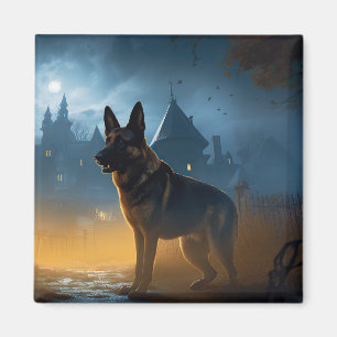 German Shepherd Halloween Scary Magnet