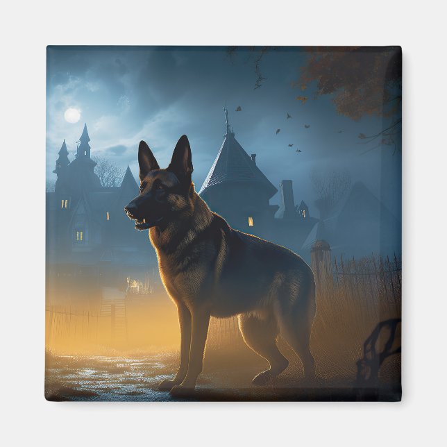 German Shepherd Halloween Scary Magnet (Front)