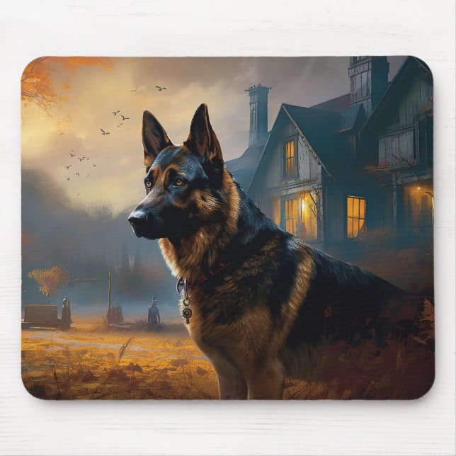 German Shepherd Halloween Scary Mouse Mat (Front)