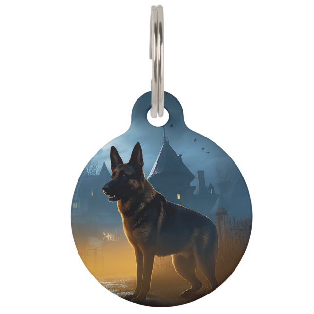 German Shepherd Halloween Scary Pet Tag (Front)