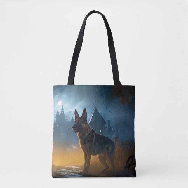 German Shepherd Halloween Scary Tote Bag (Front)