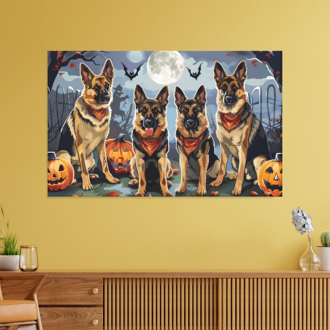 German Shepherd Halloween Spooky Canvas Print (Insitu(LivingRoom))