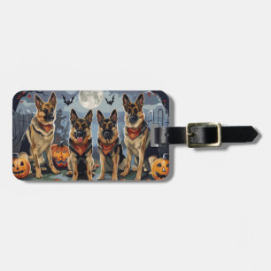 German Shepherd Halloween Spooky Luggage Tag