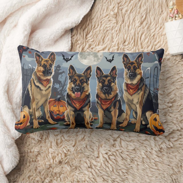 German Shepherd Halloween Spooky Lumbar Cushion (Blanket)