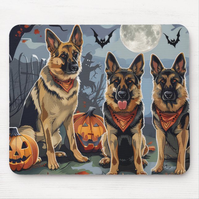 German Shepherd Halloween Spooky Mouse Mat (Front)