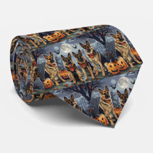 German Shepherd Halloween Spooky Tie