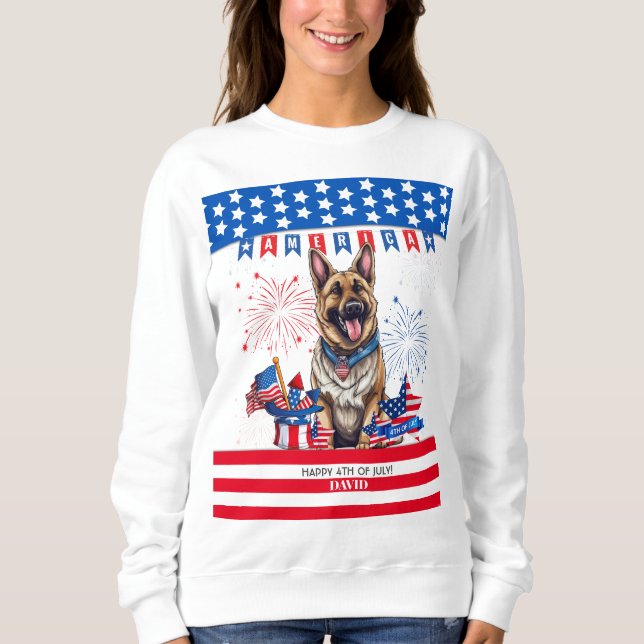 German Shepherd Happy 4Th Of July Independence Day Sweatshirt (Front)