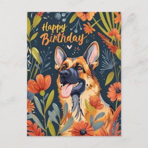 German Shepherd Happy Birthday  Postcard