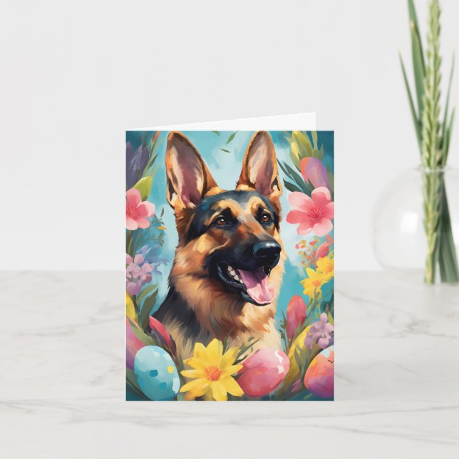 German Shepherd Happy Easter Card (Front)