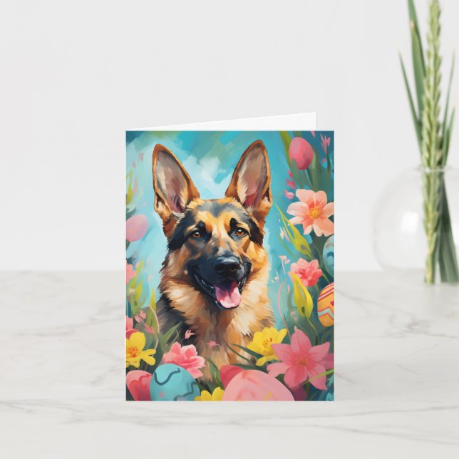 German Shepherd Happy Easter Card (Front)