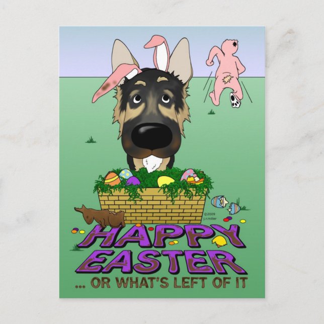 German Shepherd Happy Easter Holiday Postcard (Front)