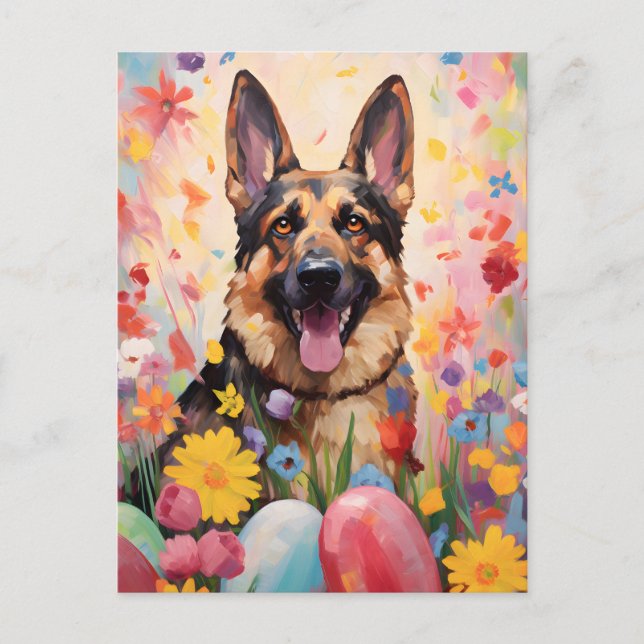 German Shepherd Happy Easter Postcard (Front)