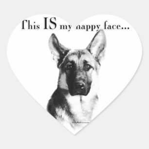 German Shepherd Happy Face Heart Sticker