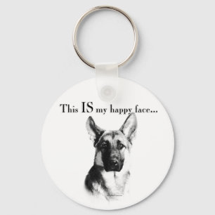 German Shepherd Happy Face Key Ring