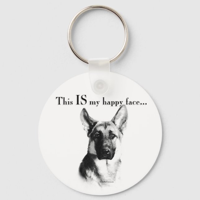 German Shepherd Happy Face Key Ring (Front)