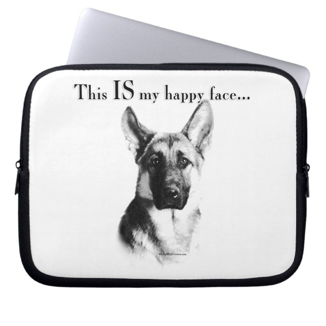 German Shepherd Happy Face Laptop Sleeve (Front)