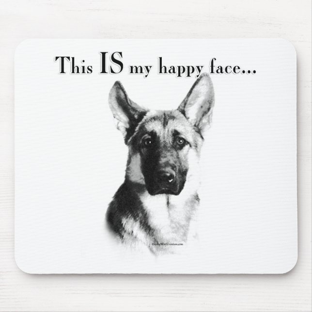 German Shepherd Happy Face Mouse Mat (Front)